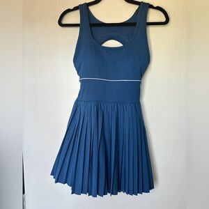 Blue Sleeveless Pleated Tennis Dress